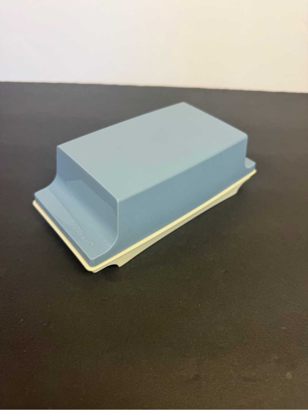Vintage Tupperware 1512-3 Butter Dish Covered Container Blue & White Made in USA